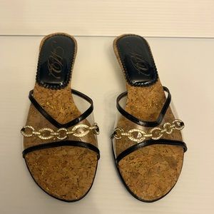 Midnight velvet sandels with golden sparkles. Sz:9M